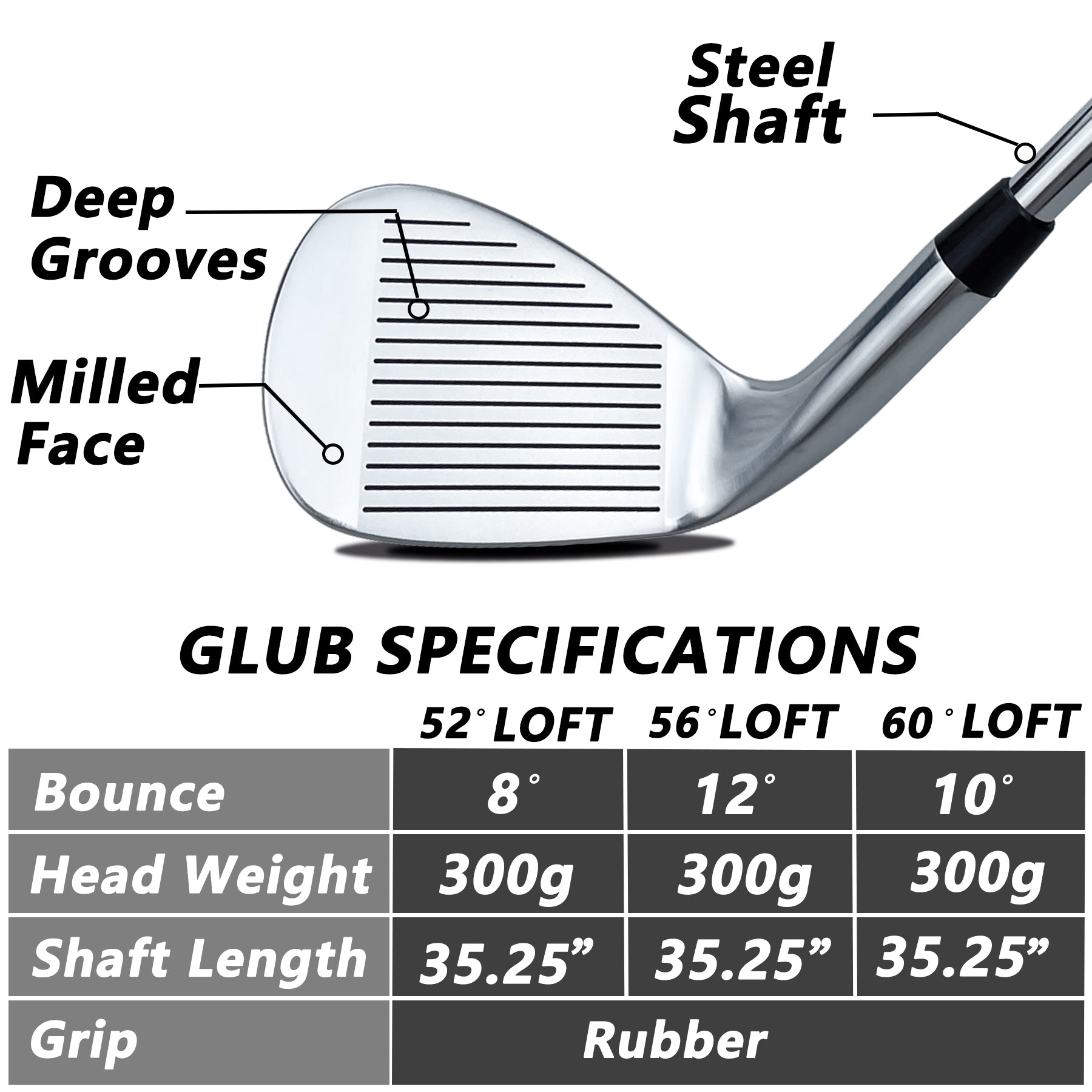 3 PCS Wedge Set or Individual Golf Wedges, Available in 52/ 56/60 degrees